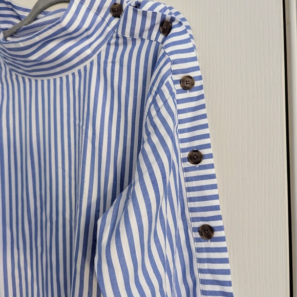 LOFT Blue and White Striped Top - Picture 3 of 5